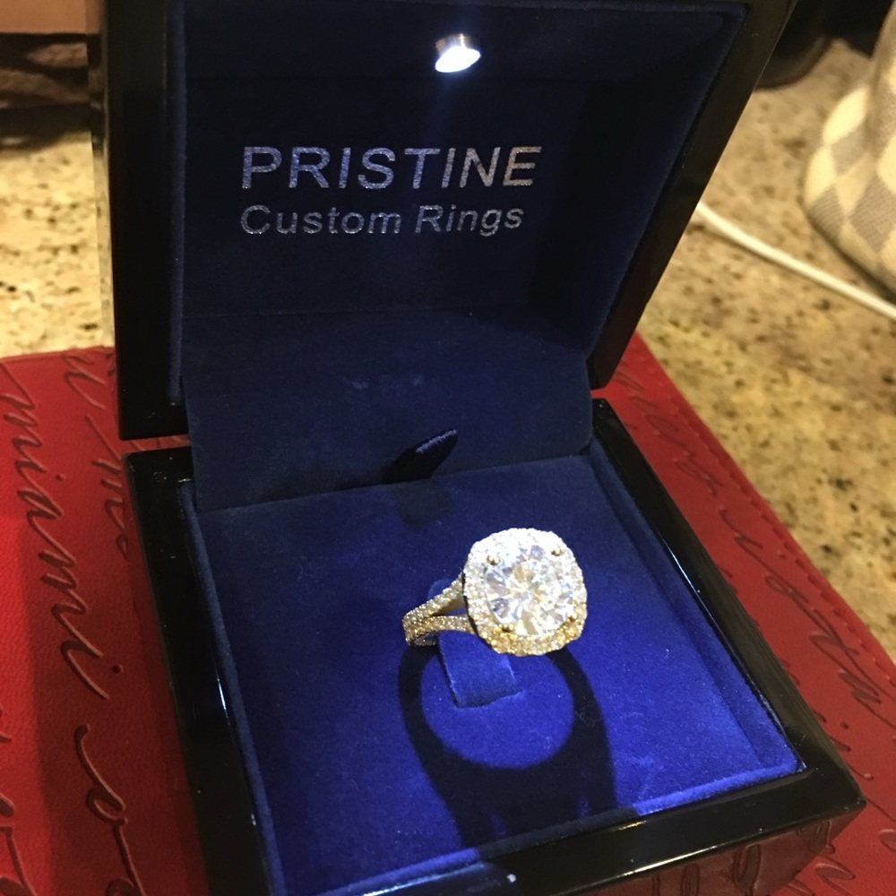 Elegant 3.2 Carat Custom Engagement Ring + Diamond Wedding Band
